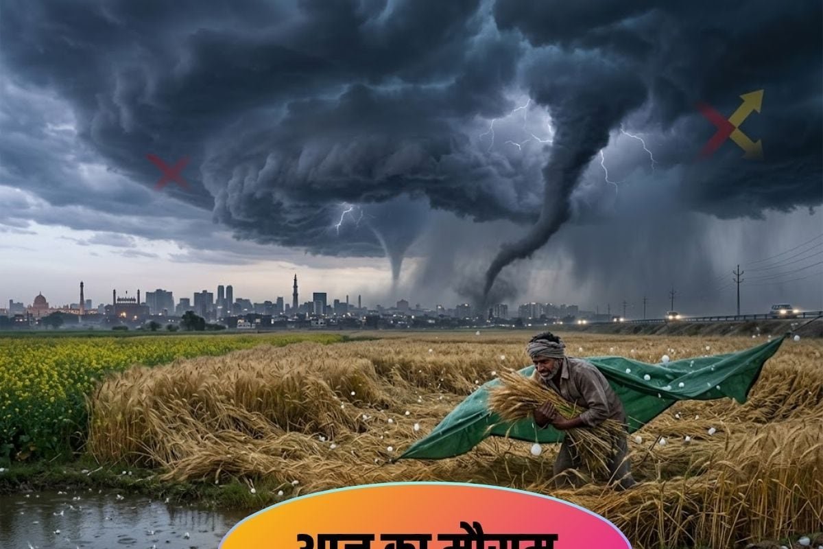 आज का मौसम: साइक्लोनिक सर्कुलेशन एक्टिवेट, 9 राज्यों में आंधी, ओले और बारिश, दिल्ली से बिहार तक IMD अलर्ट